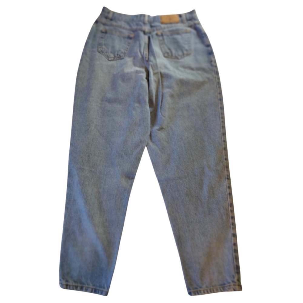 Vintage high-rise washed cotton denim blue jeans tapered leg women's 18P